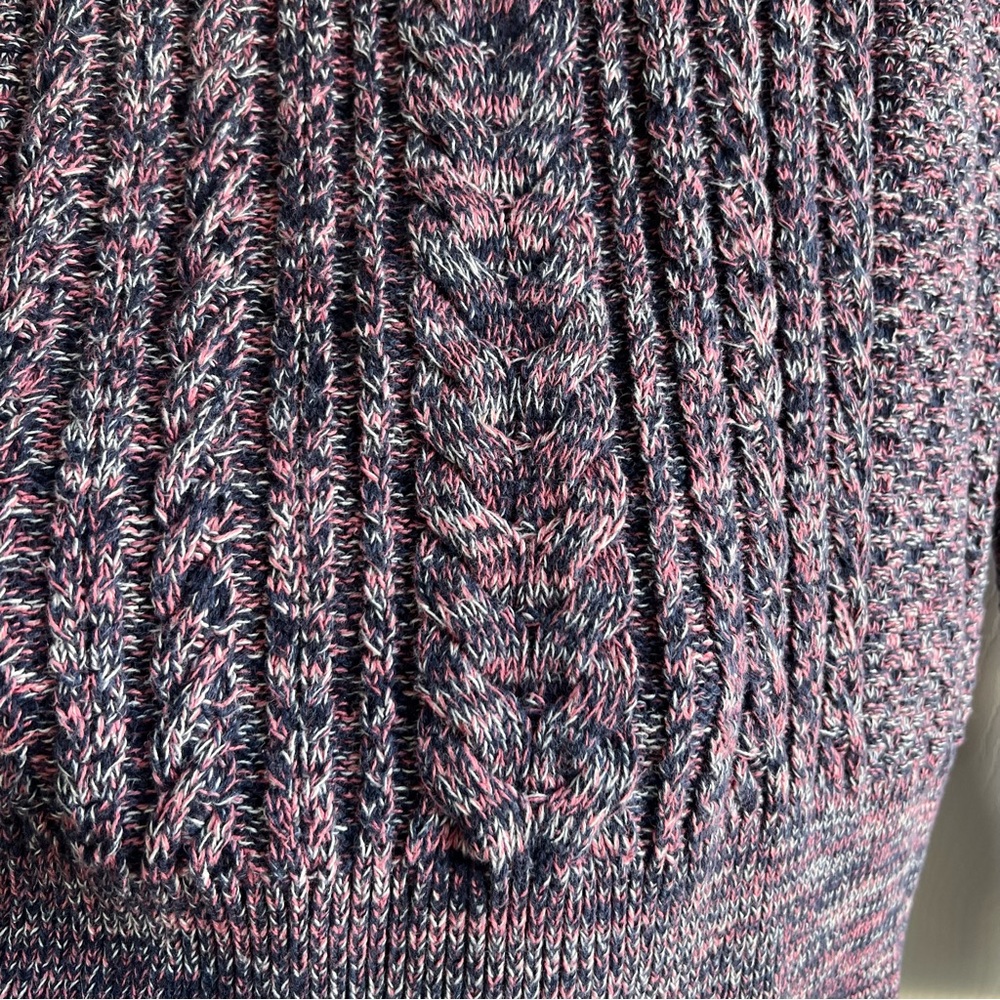 GAP Marled Cable Knit Sweater Purple Blue Cotton Lagenlook Office Teacher Preppy - Picture 3 of 6